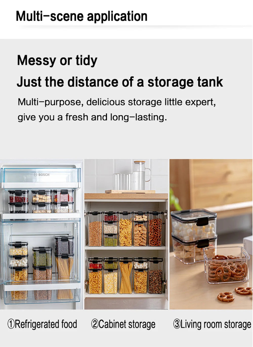 Food Storage Containers Kitchen Storage Organization Kitchen Storage Box Ducts jars for Kitchen PET Food container Box Lid
