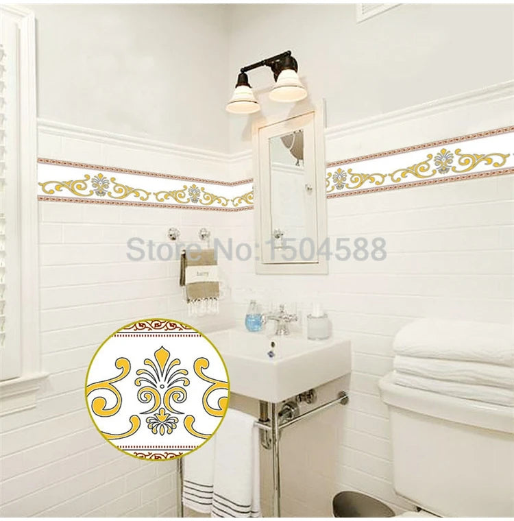 3D Wall Sticker PVC Self-Adhesive Waterproof Removable Flowers Wallpaper Border Kitchen Bathroom Kicking Line Home Decor Sticker