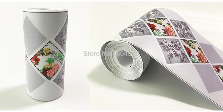 3D Wall Sticker PVC Self-Adhesive Waterproof Removable Flowers Wallpaper Border Kitchen Bathroom Kicking Line Home Decor Sticker