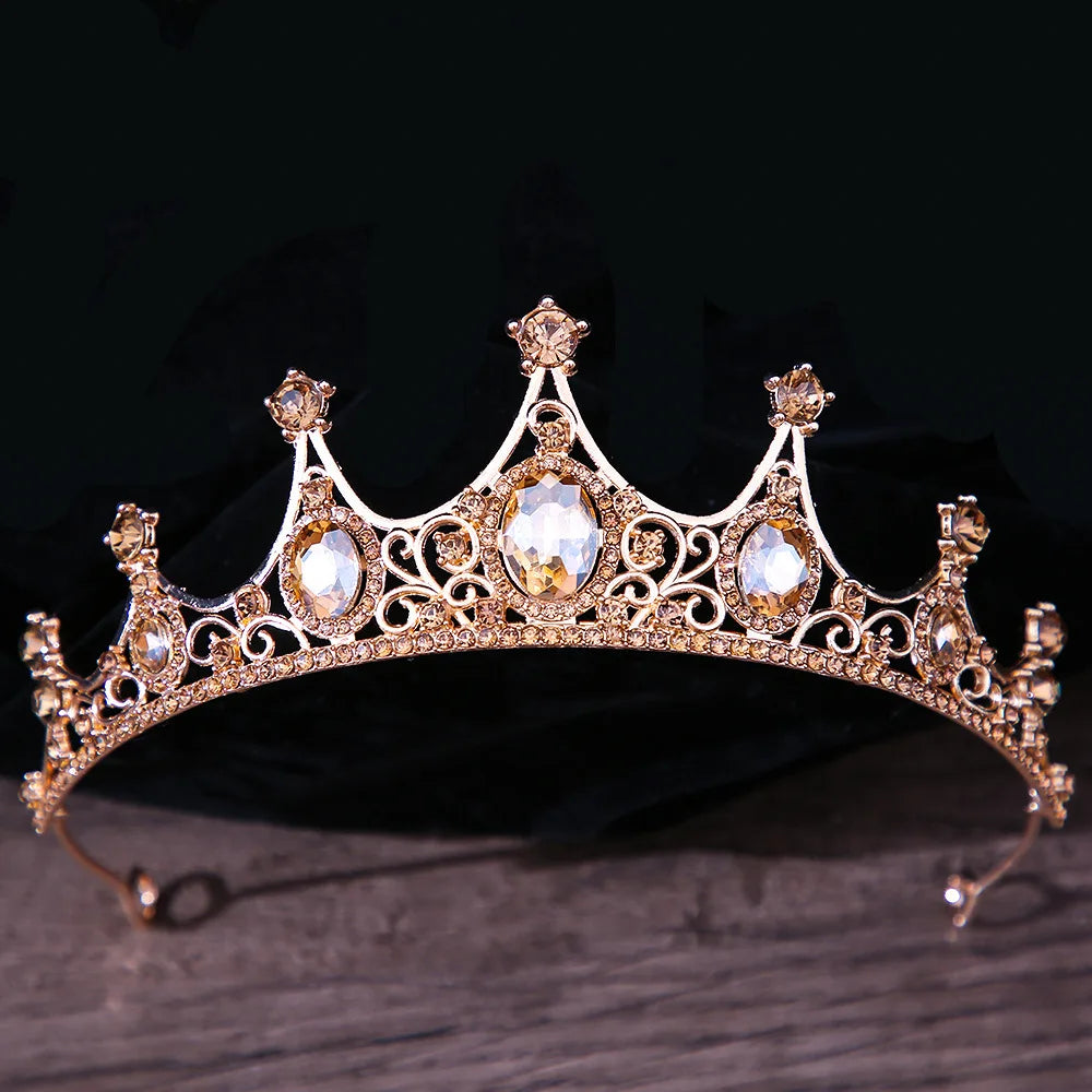 DIEZI Baroque Princess Queen Bridal Crown Purple Crystal Tiara For Women Wedding Vintage Crown Hair Dress Accessories Jewelry