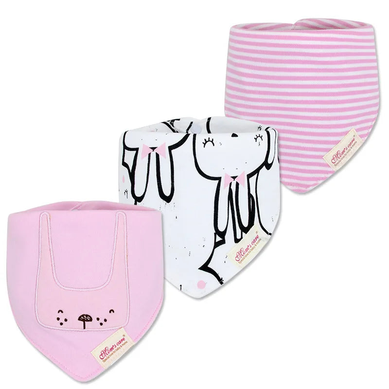 3pcs Per Lot Baby Bibs Bandana Set Cotton Multi-Style Triangle Cartoon Babadores Para Bebe Infant Boys Girls Saliva Towel KF025