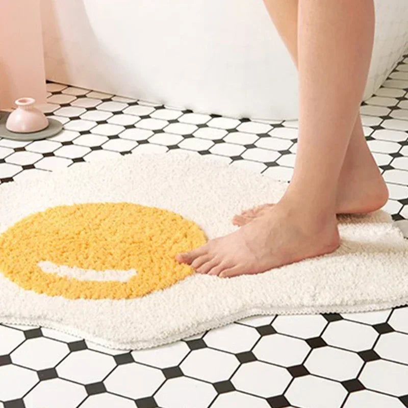 Cashmere Imitation Wool Poached Egg Rug for Bedroom Anti-slip Floor Mat Ins Nordic Doormat Soft Comfortable Door Home Carpet