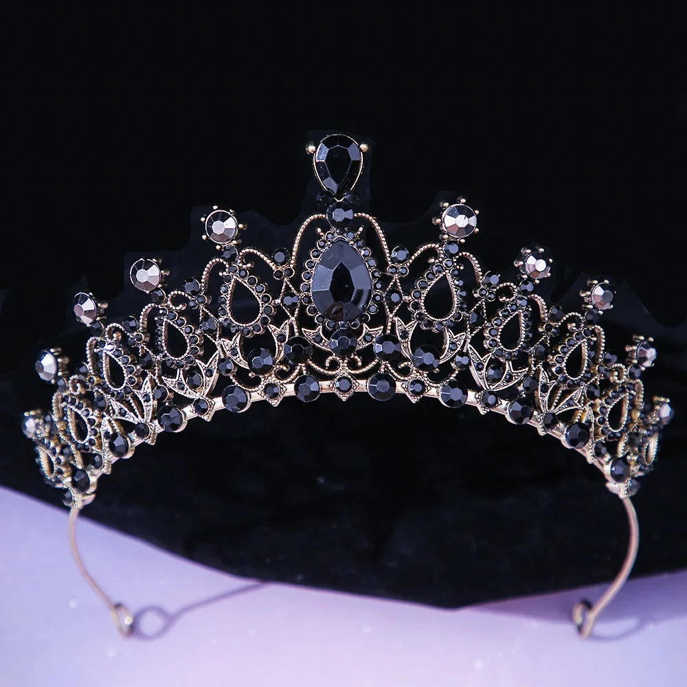 DIEZI Baroque Princess Queen Bridal Crown Purple Crystal Tiara For Women Wedding Vintage Crown Hair Dress Accessories Jewelry