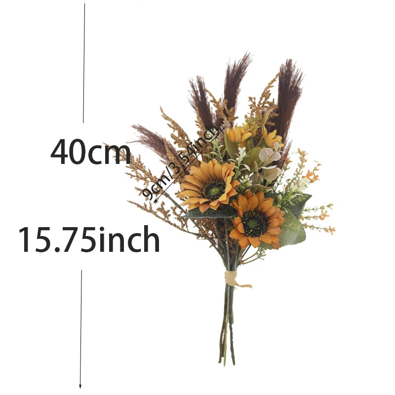 Artificial Flowers Bouquet For Wedding Sunflower Pampas Fake Flower Home Table Decor Living Room Valentine's Day DIY Arrangement