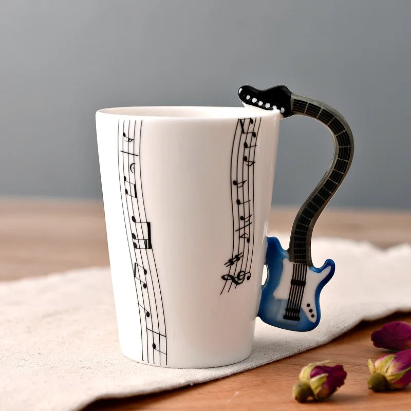 Novelty Music Note Cup Ceramic Guitar Coffee Mugs Personality Tea/Milk/Juice/Lemon Water Bottle Christmas Birthday Gift