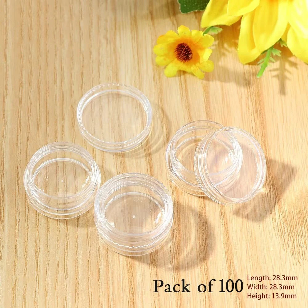 50Pcs/set Transparent Plastic Jewelry Bead Storage Box Small Bottom Round Container Jars Make Up Organizer Storage Boxes