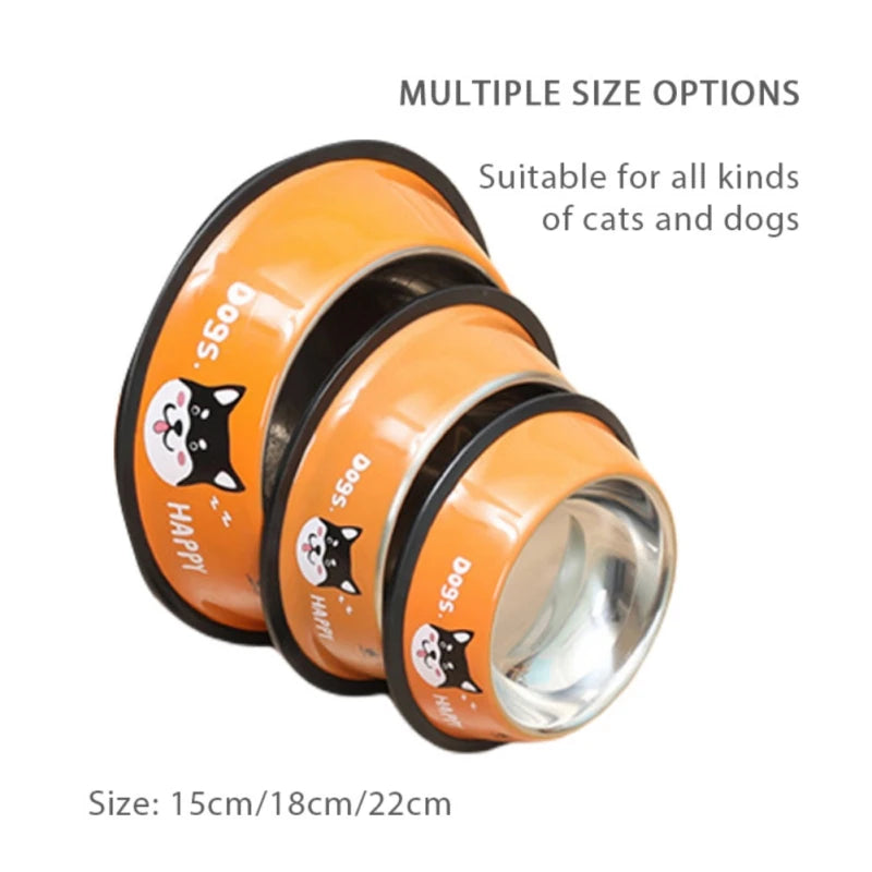 New Multicolor Stainless Steel Dog Cat Bowl Non-Slip Durable Anti-Fall Eat Drink Pet Food Container Feeder Dish Bowl