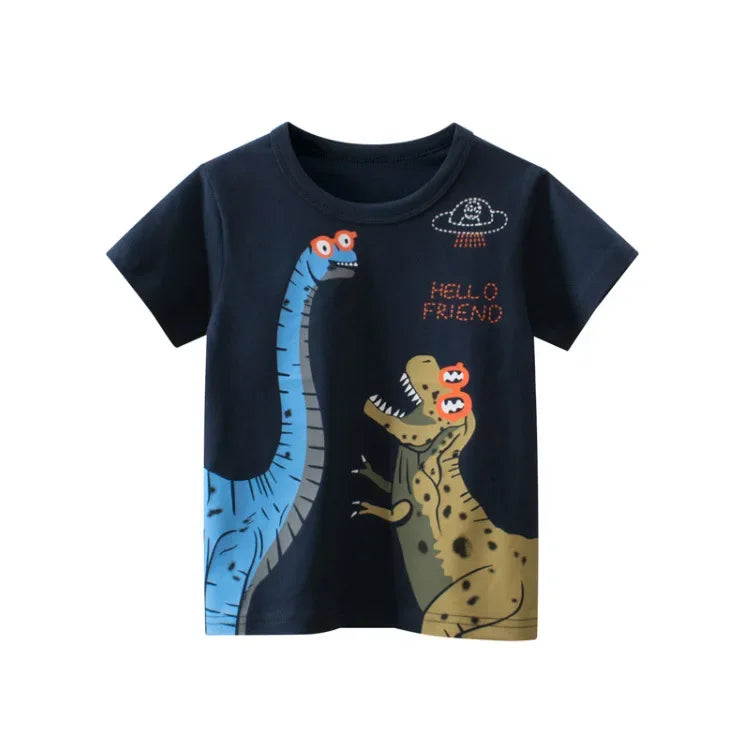 2 3 4 5 6 7 8 9 Years Boys Short Sleeve T-shirts Korean Version Kids Clothing Children Cotton Tees Summer Cartoon Tops