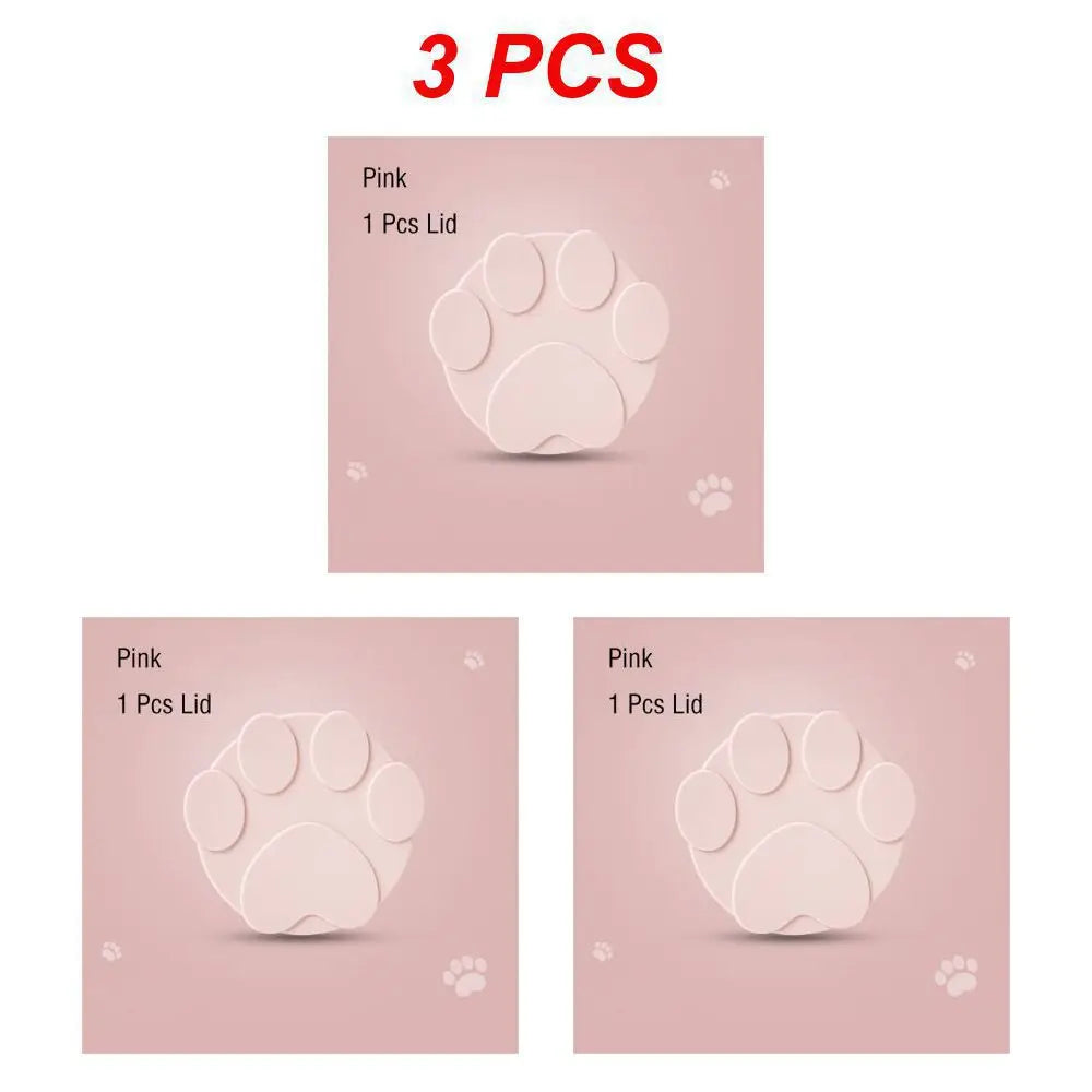 Portable Silicone Dog Cat Canned Lid 3-Ring Food Sealer Spoon Pet Food Cover Storage Fresh-keeping Lids Bowl Dog Accessories