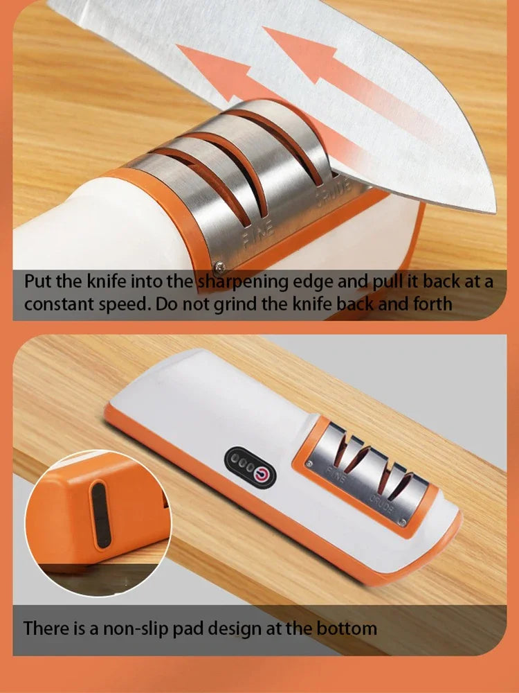 Electric Knife Sharpener Multifunctional Automatic Professional Small Knife Sharpener Kitchen Quick Sharpening Non-slip Tools