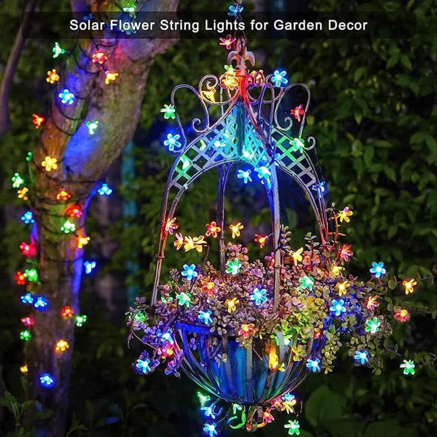 Sonkrag String Lights Kersiebloeisel LED Kransligte Buitelug Sonkrag Tuin Patio Dekor Ligte Kersfees Troue Party Versiering