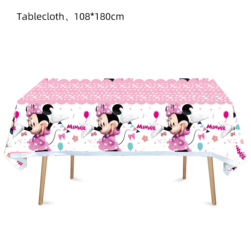 Minnie Mouse Birthday Party Decorate Girls Disposable Tableware Balloon Cups Plates Tablecloth Balloon Baby Shower Party Supply