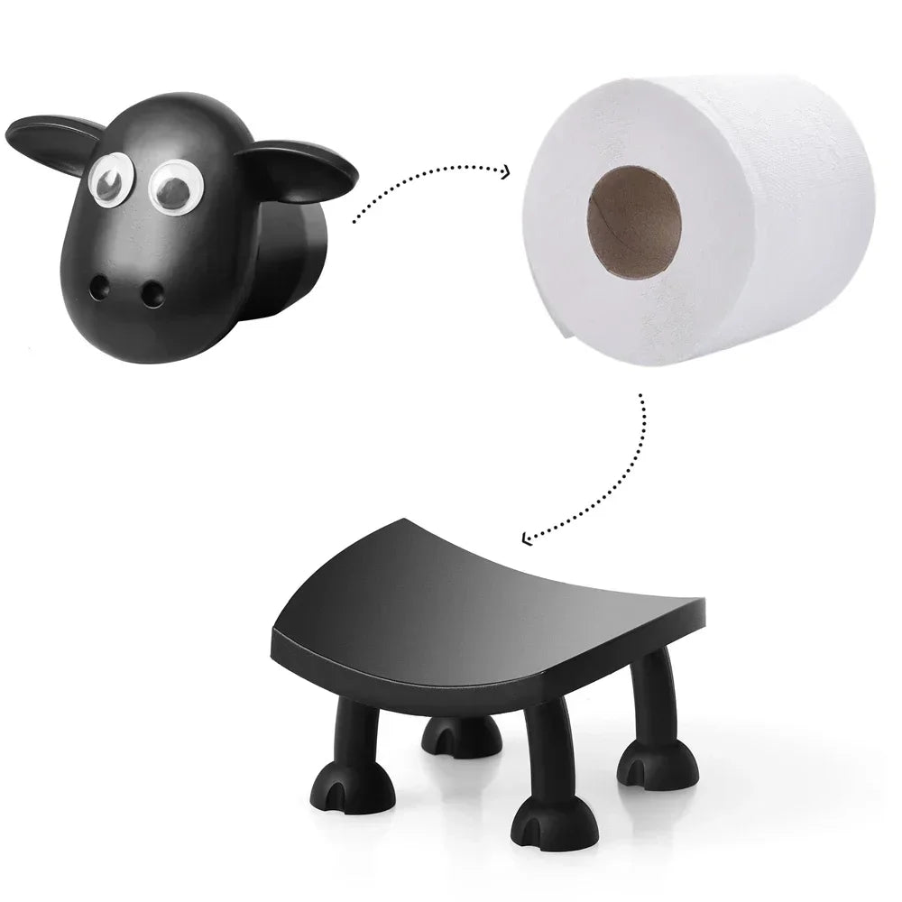 Sheep Toilet Paper Stand, Adorable Resin, Sheep Fabric Box, Stackable for Home, Bathroom, Vanity, Night Stand