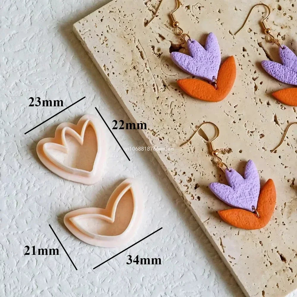 Leaves Shape Polymer Clay Earring Cutters Green Plant Flowers Dangle Clay Embossing Moulds for Handmade Jewelry Pendant Making