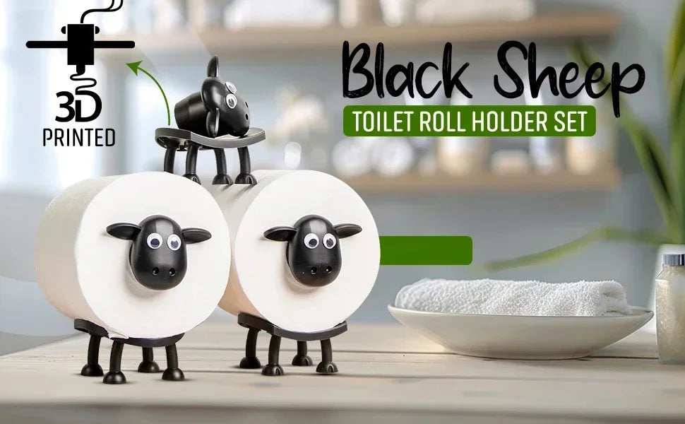 Sheep Toilet Paper Stand, Adorable Resin, Sheep Fabric Box, Stackable for Home, Bathroom, Vanity, Night Stand