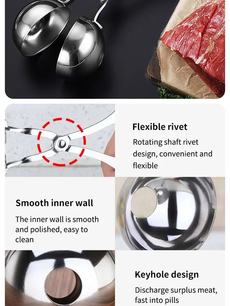 1 Set Of Meatball Maker Fish Ball Shrimp Ball Round Rice Ball Maker Stainless Steel Easy To Clean Kitchen Gadgets