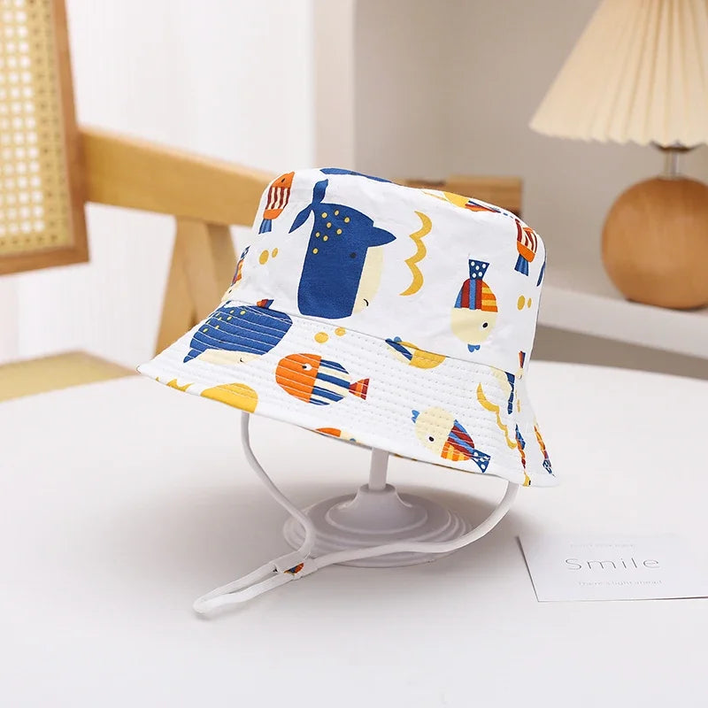 New Panama Summer Baby Sun Hat for Girls and Boys Beach Sun Cap Outdoor Children Bucket Hat Cartoon Autumn Kids Fisherman's Cap