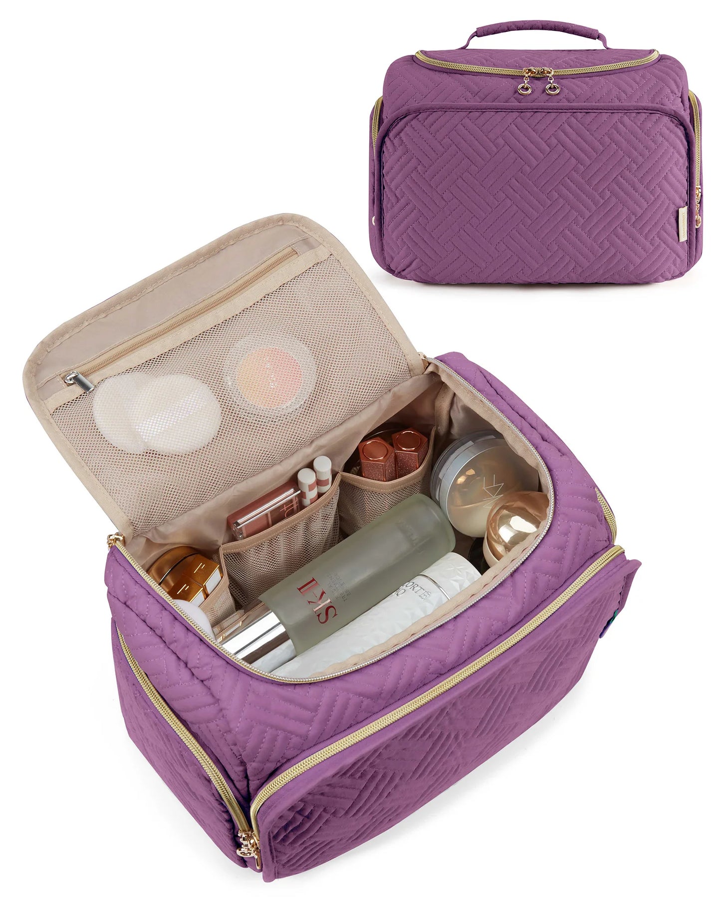 BAGSMART Cosmetic Bag for Make UP Cases Large Capacity Makeup Organizer With Handle Waterproof Travel Toiletry Storage