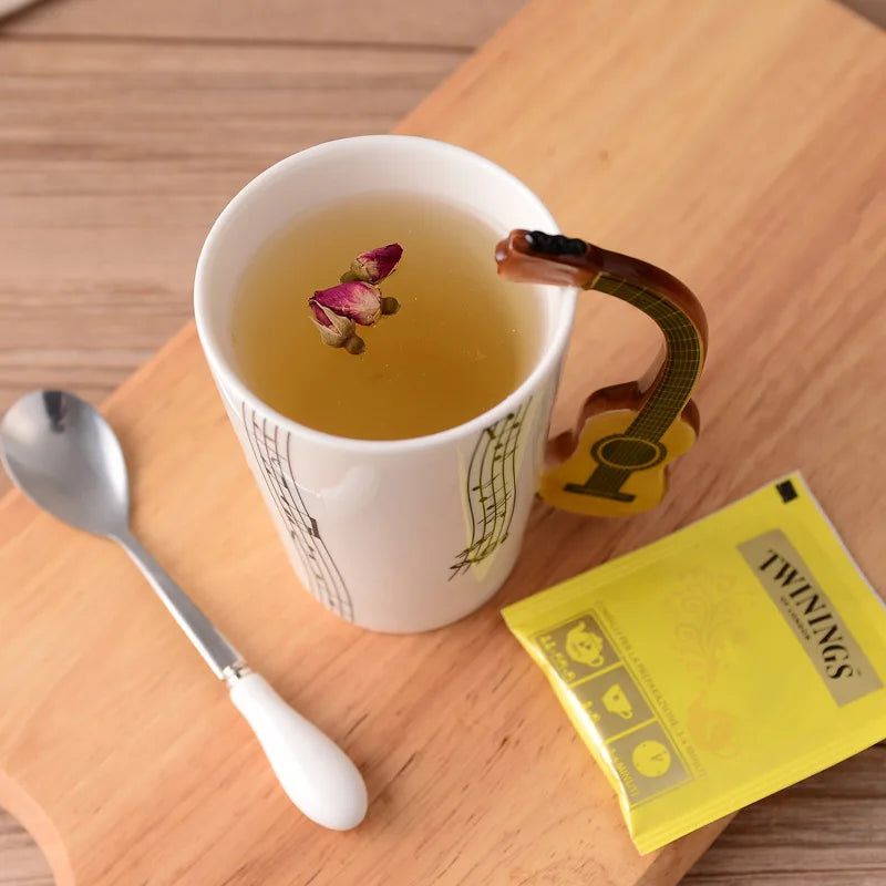 Novelty Music Note Cup Ceramic Guitar Coffee Mugs Personality Tea/Milk/Juice/Lemon Water Bottle Christmas Birthday Gift