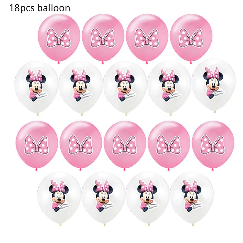 Minnie Mouse Birthday Party Decorate Girls Disposable Tableware Balloon Cups Plates Tablecloth Balloon Baby Shower Party Supply