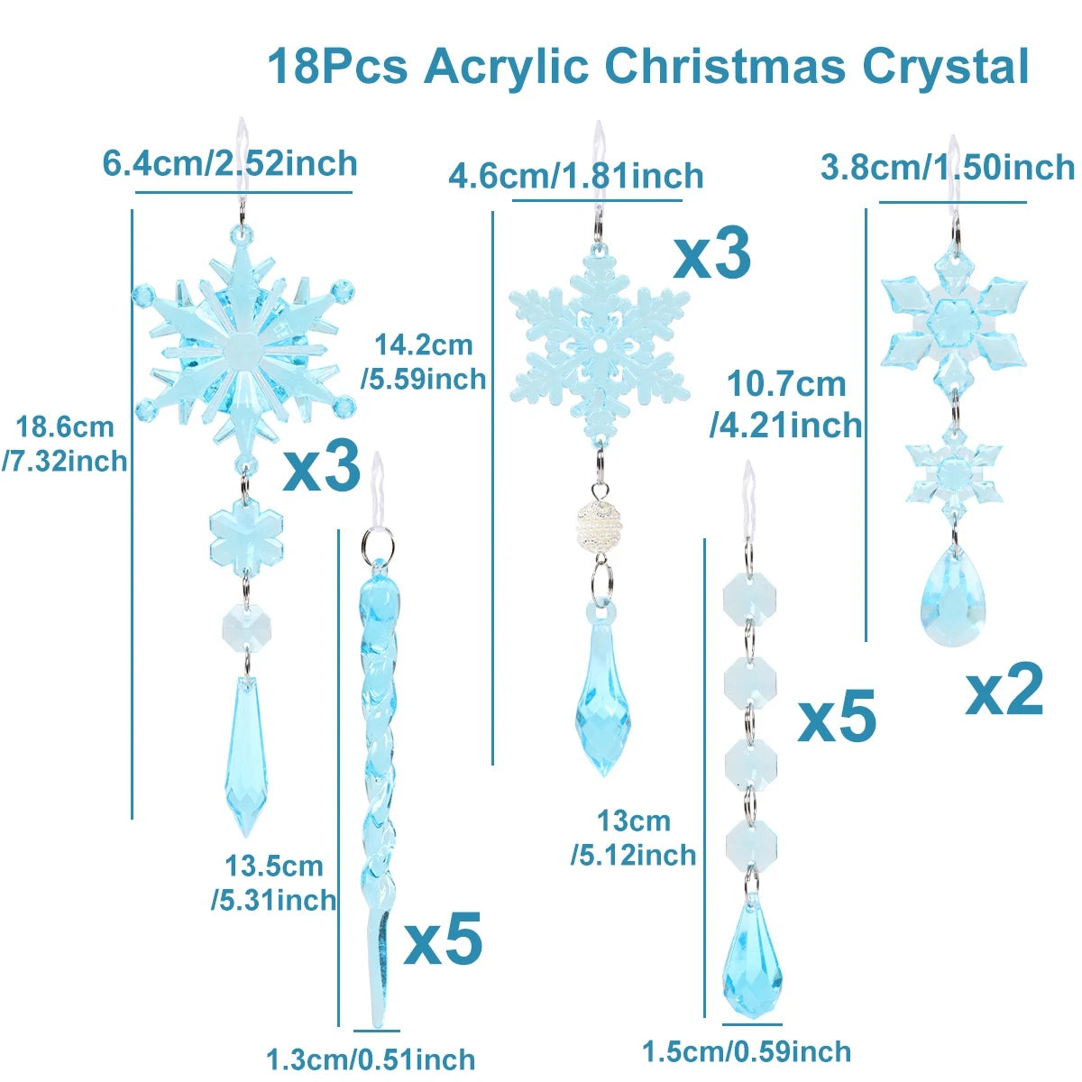 Christmas Crystal Acrylic Ornaments Christmas Decoration for Home 2025 Snowflake Xmas Tree Hanging Pendants New Year Gift 2026