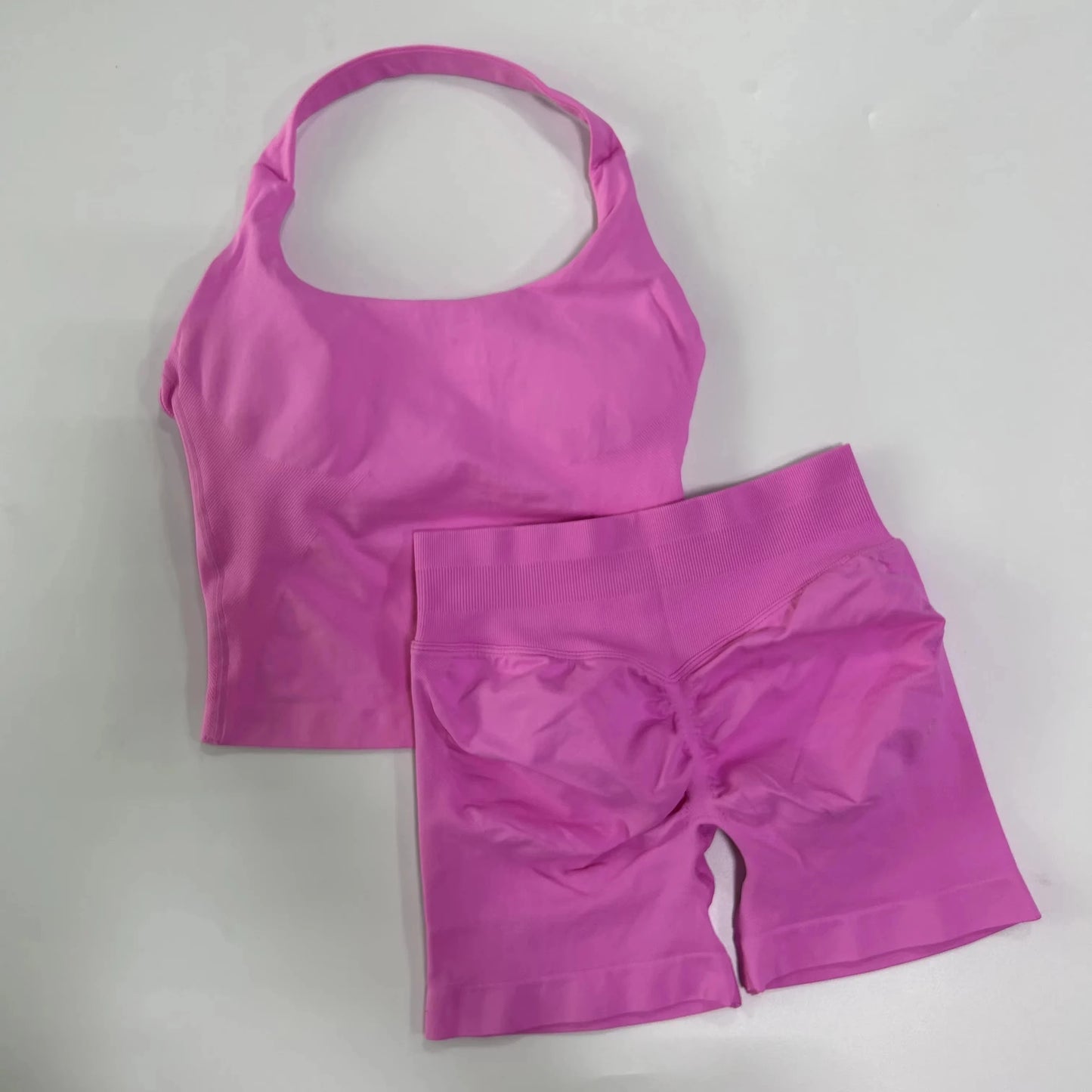 Yoga fitness set; strapless bra and shorts set; seamless backless vest; invisible elastic texture hip-lifting shorts
