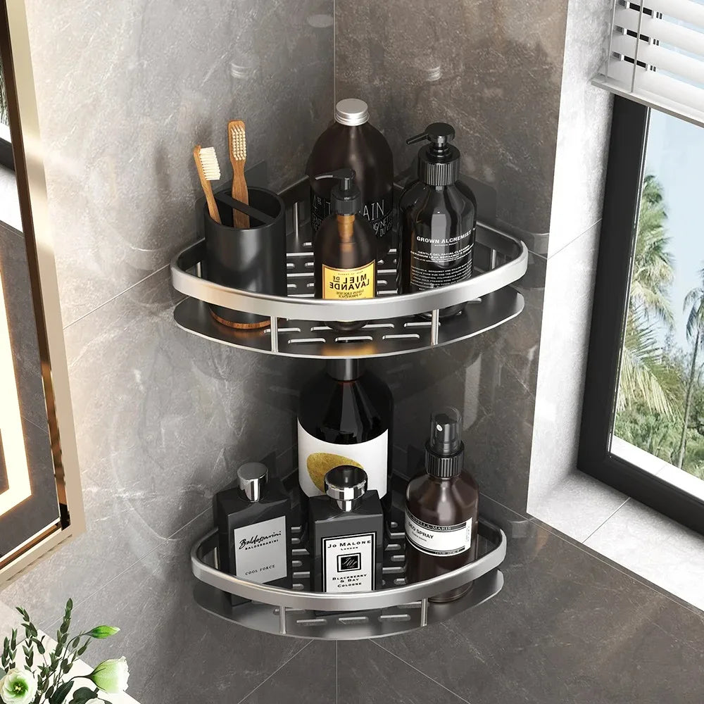 Wall Hanging Corner Rectangular Rack Bathroom Shelf Towel Rack Shelves Wall Shower Shampoo Rack No Drill Shelf Tripod