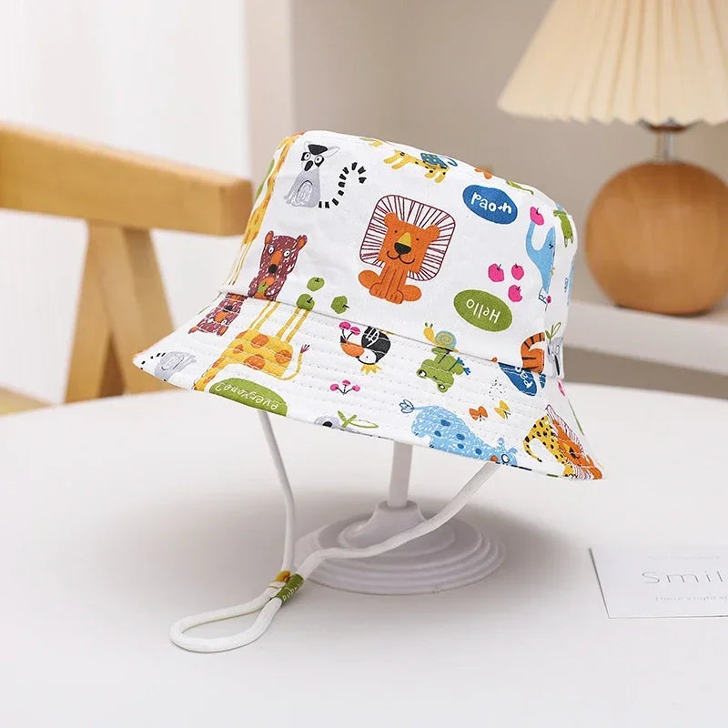 New Panama Summer Baby Sun Hat for Girls and Boys Beach Sun Cap Outdoor Children Bucket Hat Cartoon Autumn Kids Fisherman's Cap