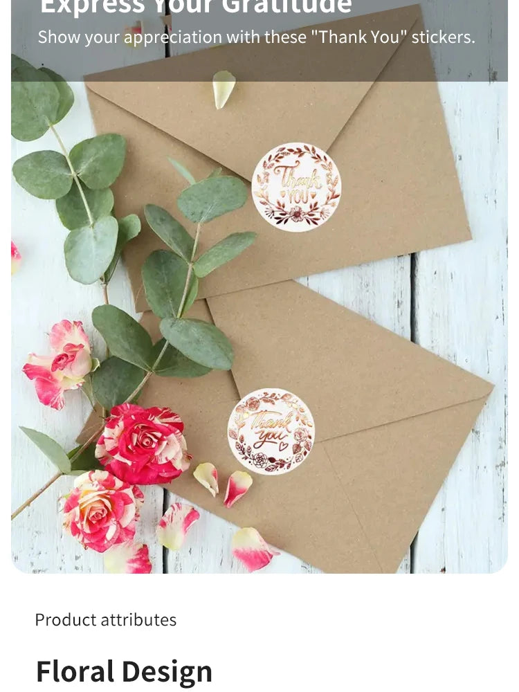 500 PCs Thank You Stickers, Monogrammed Floral Pattern Label Stickers, Thanksgiving Gift Stickers, Sticker Labels