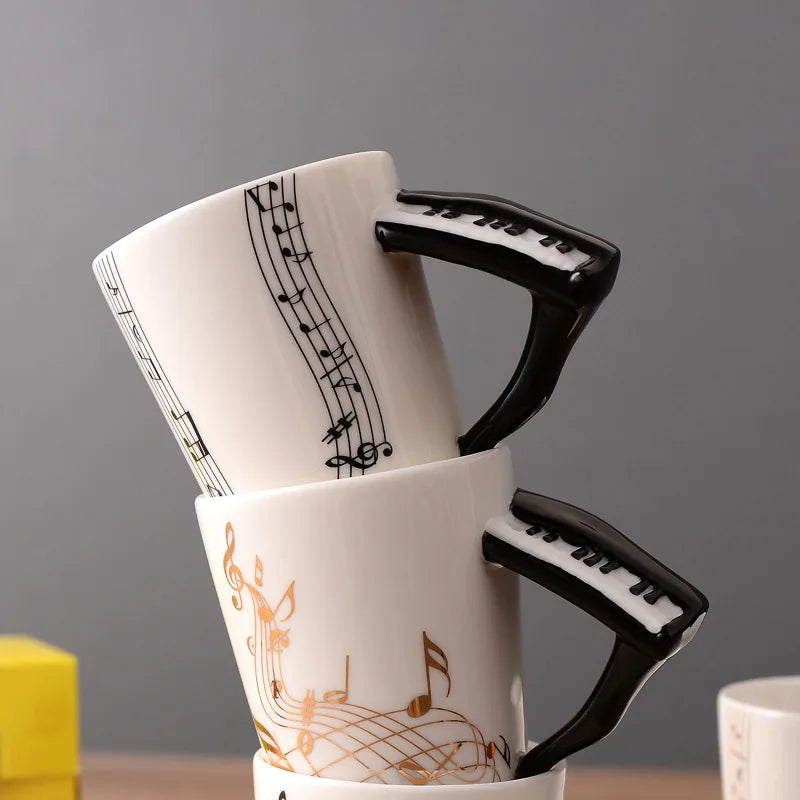 Novelty Music Note Cup Ceramic Guitar Coffee Mugs Personality Tea/Milk/Juice/Lemon Water Bottle Christmas Birthday Gift
