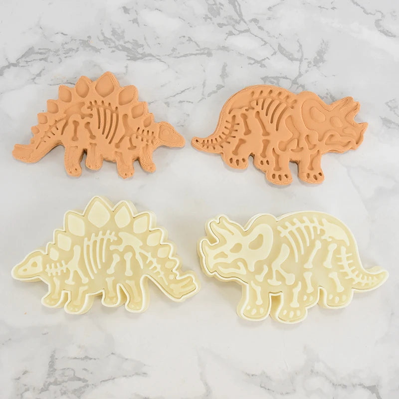 3pcs Dinosaur Shape Cookie Cutters Mold Fondant Biscuit Embossing Mould Handmade DIY Cake Baking Tool Ungle Birthday Party Decor