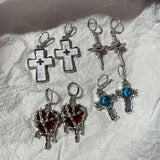 Irregular Heart Cross Earrings Women Design Senior Sense of Fashion Personality Earring 2023 Y2K Trendy Party Jewelry Gift