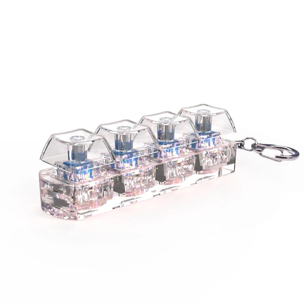 Keyboard Key Chain Fidget Toy for Adults LED Fidget Clicker Decompression Toy Keychains Stress Relief Gadget Interesting Pendant