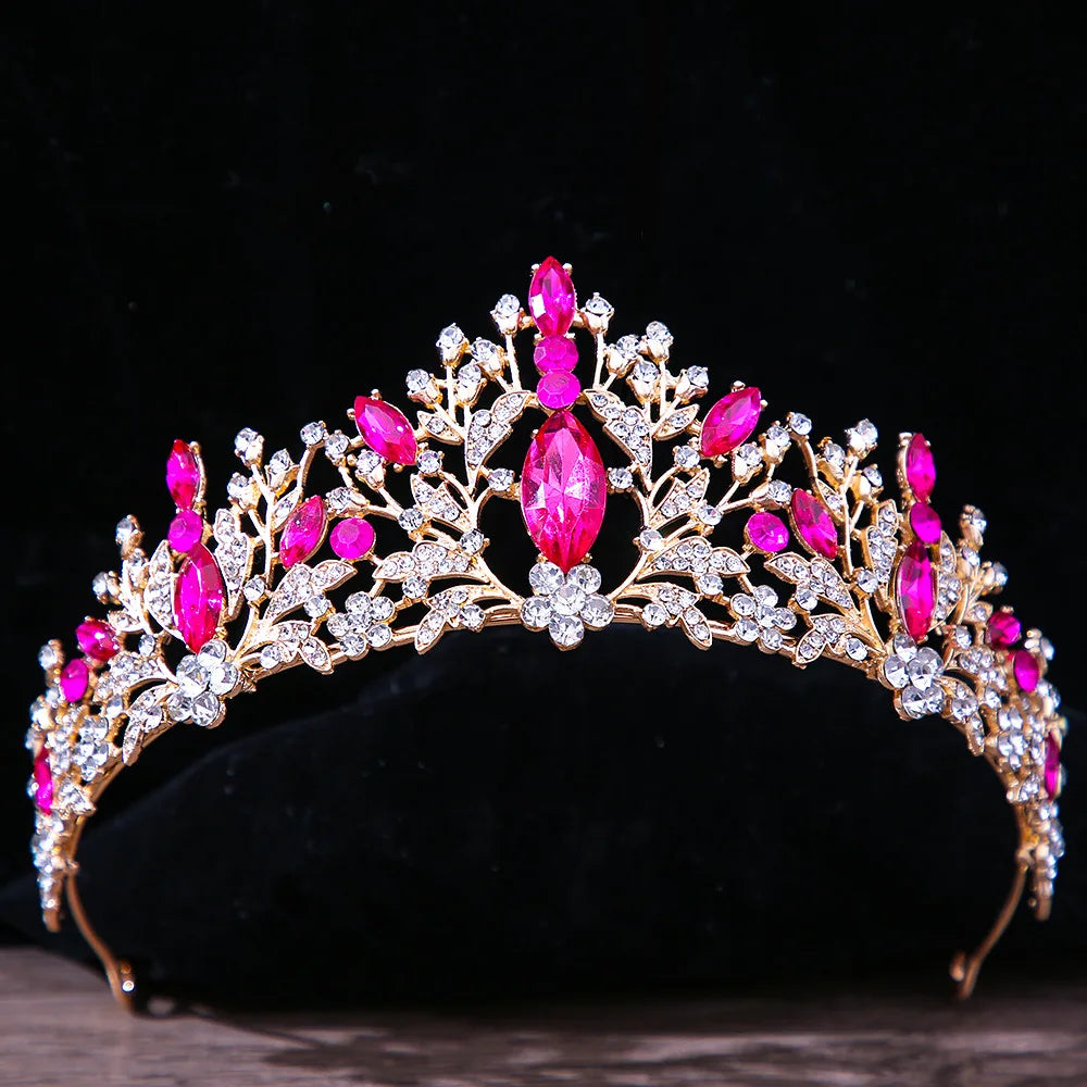 DIEZI Baroque Princess Queen Bridal Crown Purple Crystal Tiara For Women Wedding Vintage Crown Hair Dress Accessories Jewelry