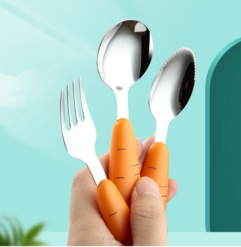 1/3PCS Baby Feeding Utensils Cartoon Fork Spoon Child Cutlery Set Kid Tableware Kitchen Gadgets Cake Vegetable Fork Teaspoon