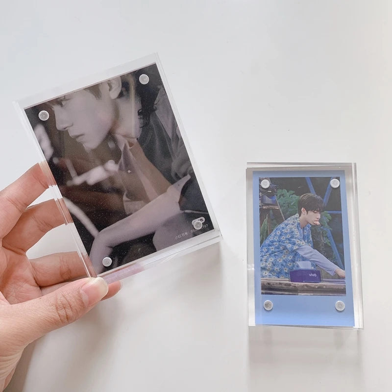 Deursigtige Akrielrame Foto's Prentraam Magnetiese Dubbelsydige Fotoraam Kpop Fotokaarthouer Album Plakkaat Etiket Vertoon