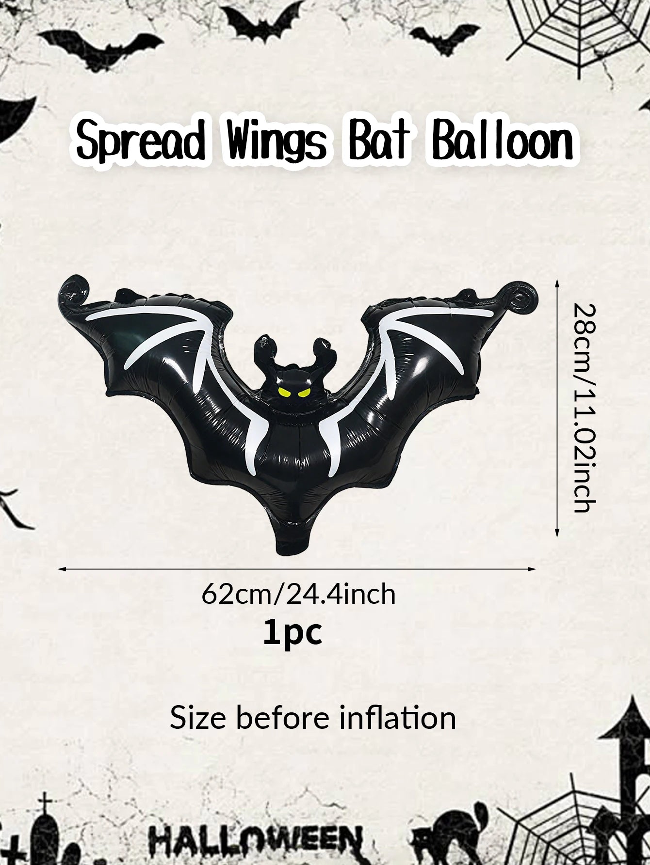 Halloween black bat foil balloons Halloween party supplies bat theme hanging bat decoration horror element atmosphere decoration