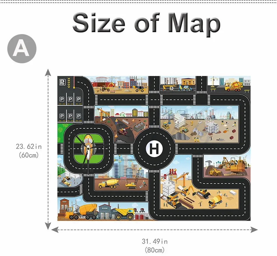 Large City Road Map DIY Scene Road Signs Car Parking Lot Game Children Playing Traffic Mat Climbing Carpets for Baby Toys Gifts