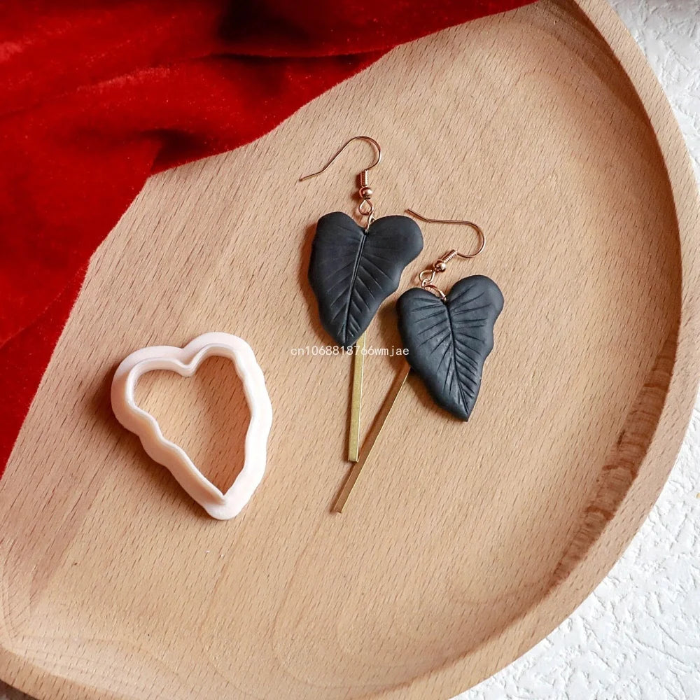 Leaves Shape Polymer Clay Earring Cutters Green Plant Flowers Dangle Clay Embossing Moulds for Handmade Jewelry Pendant Making