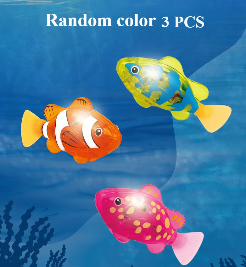 Children's Holiday Gift Bath Electronic Interactive Toy Light Swimming Fishing Simulation Color Pet Fish