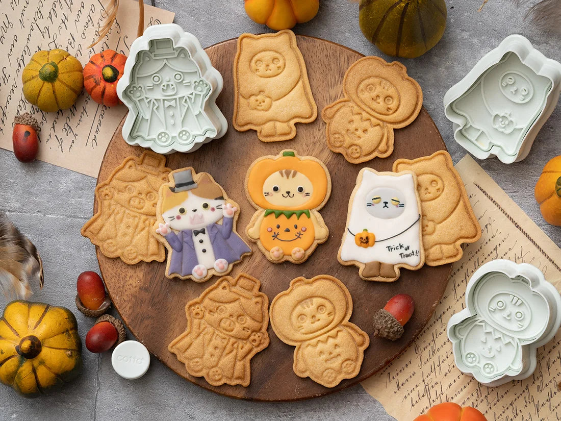 3Pcs Halloween Skull Cookie Cutter 3D Plastic Skeleton Gingerbread Man Biscuit Mold Fondant Pastry Cartoon Cake Decoration