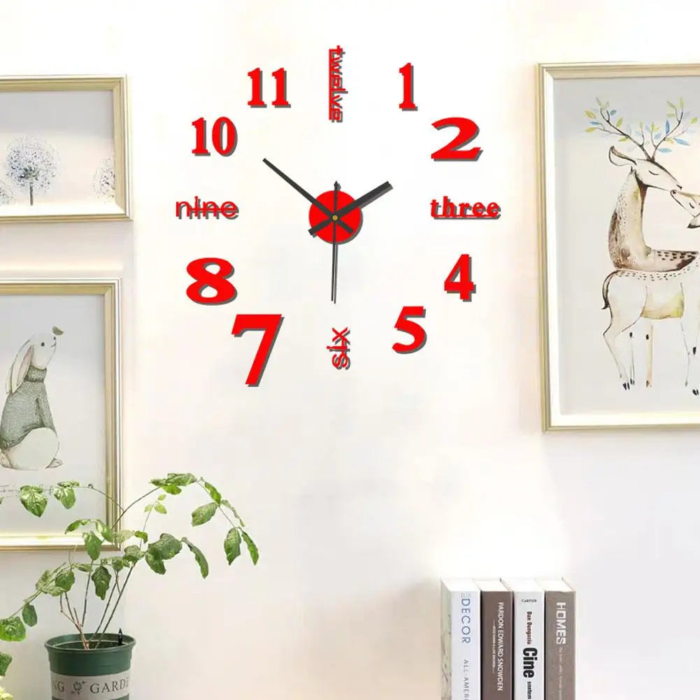 3D Luminous Wall Clock Frameless Acrylic DIY Digital Clock Wall Stickers Mute Clock for Living Room Bedroom Office Wall Decor