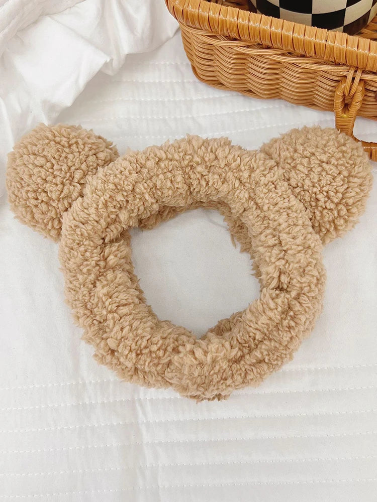 Cute Bear Hair Band Women's Face Wash Facial Mask Makeup Headwear Plush Hair Band Anti Slip Hair Band Hair Hccessories