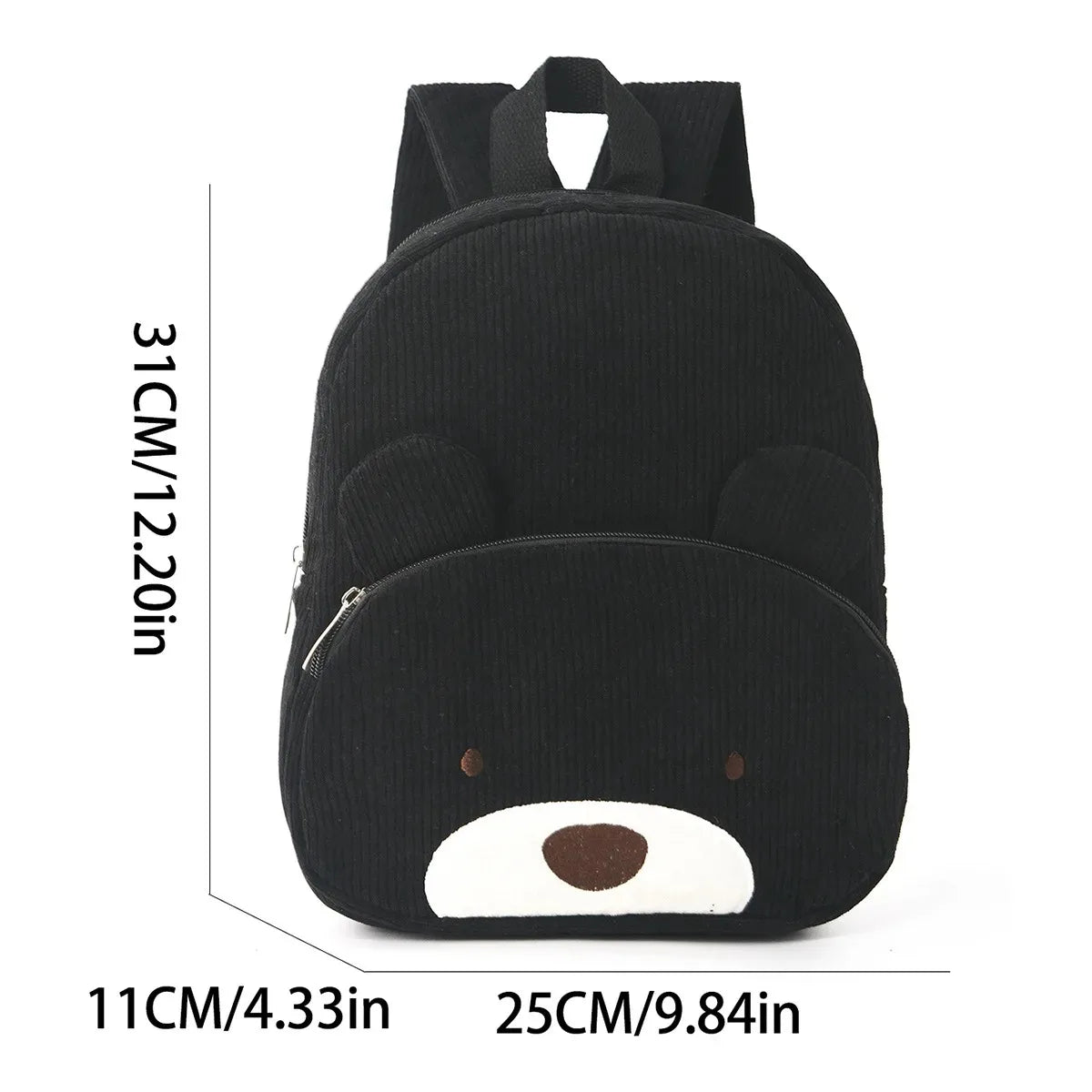 Customized Name Toddler Cartoon Backpack Cartoon Bear Corduroy Large Capacity Backpack Embroidered Name Backpack Cute Plush Bag