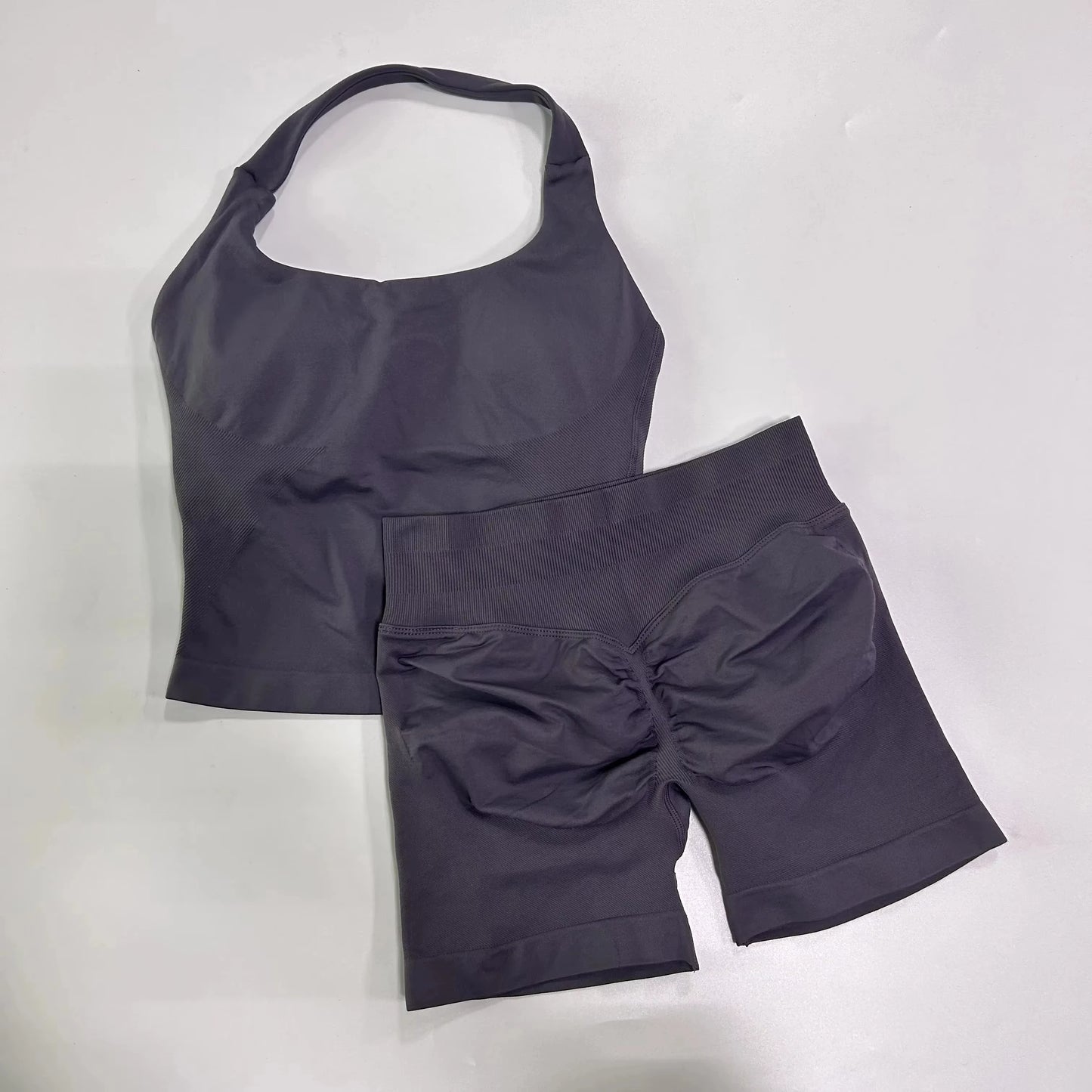 Yoga fitness set; strapless bra and shorts set; seamless backless vest; invisible elastic texture hip-lifting shorts