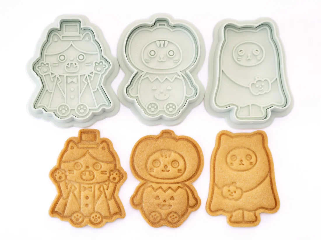 3Pcs Halloween Skull Cookie Cutter 3D Plastic Skeleton Gingerbread Man Biscuit Mold Fondant Pastry Cartoon Cake Decoration