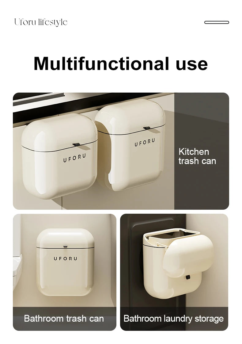 Wall-mounted Trash Can Household Large Capacity High Appearance Level Kitchen Toilet With A Cover Waterproof Crack Dustbin