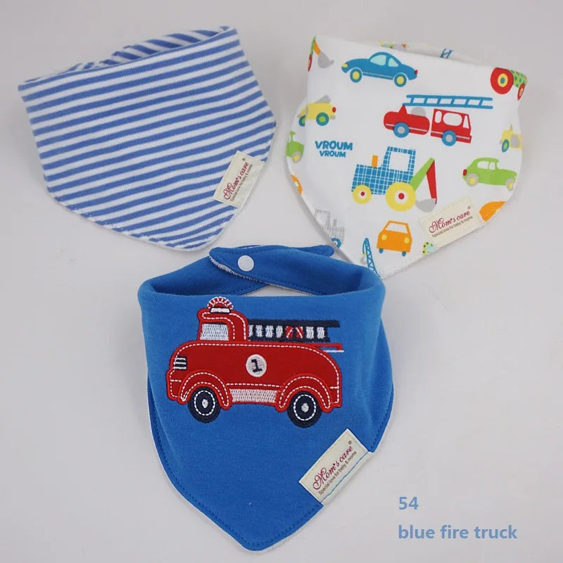 3pcs Per Lot Baby Bibs Bandana Set Cotton Multi-Style Triangle Cartoon Babadores Para Bebe Infant Boys Girls Saliva Towel KF025