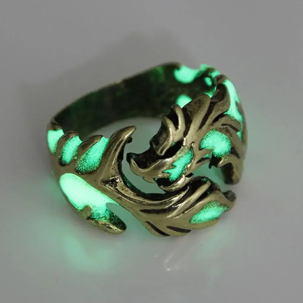 Luminous Dragon Rings for Men Women Punk Rings Free Size Finger Ring Glow in The Dark Ring Ring Jewelry
