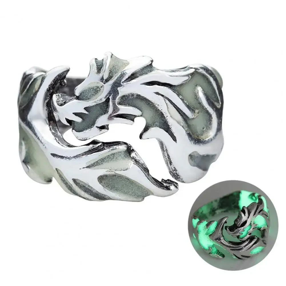 Luminous Dragon Rings for Men Women Punk Rings Free Size Finger Ring Glow in The Dark Ring Ring Jewelry